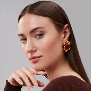 Pantheon earrings vintage style gold statement